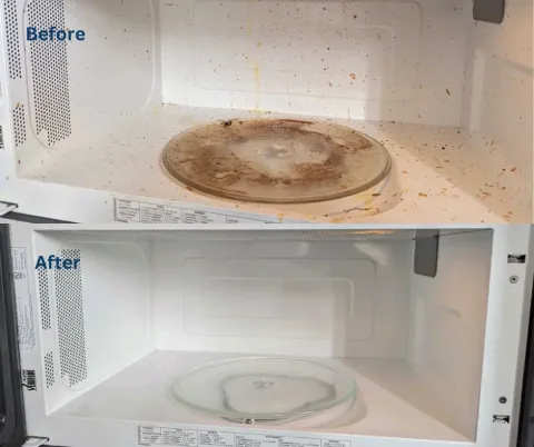 Microwave before and after cleaning